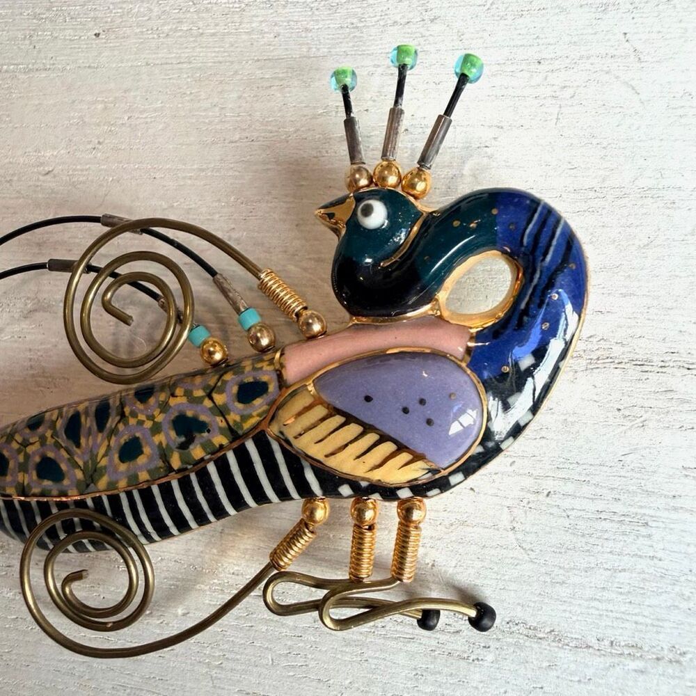 Jewelry 10 Whimsical Peacock Porcelain Art Brooch